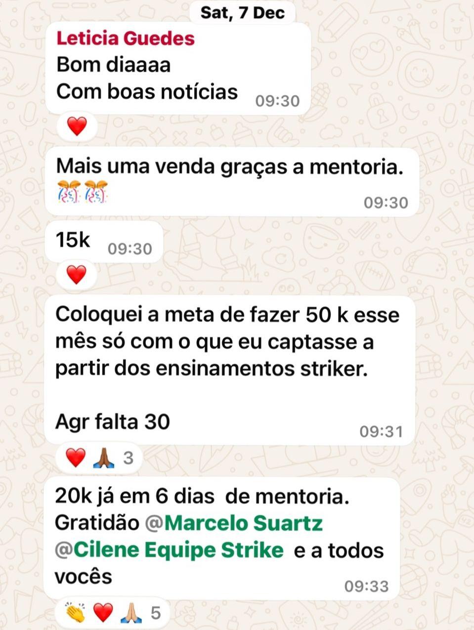 Resultado real de aluna do Método Strike · 20k em 6 dias de mentoria