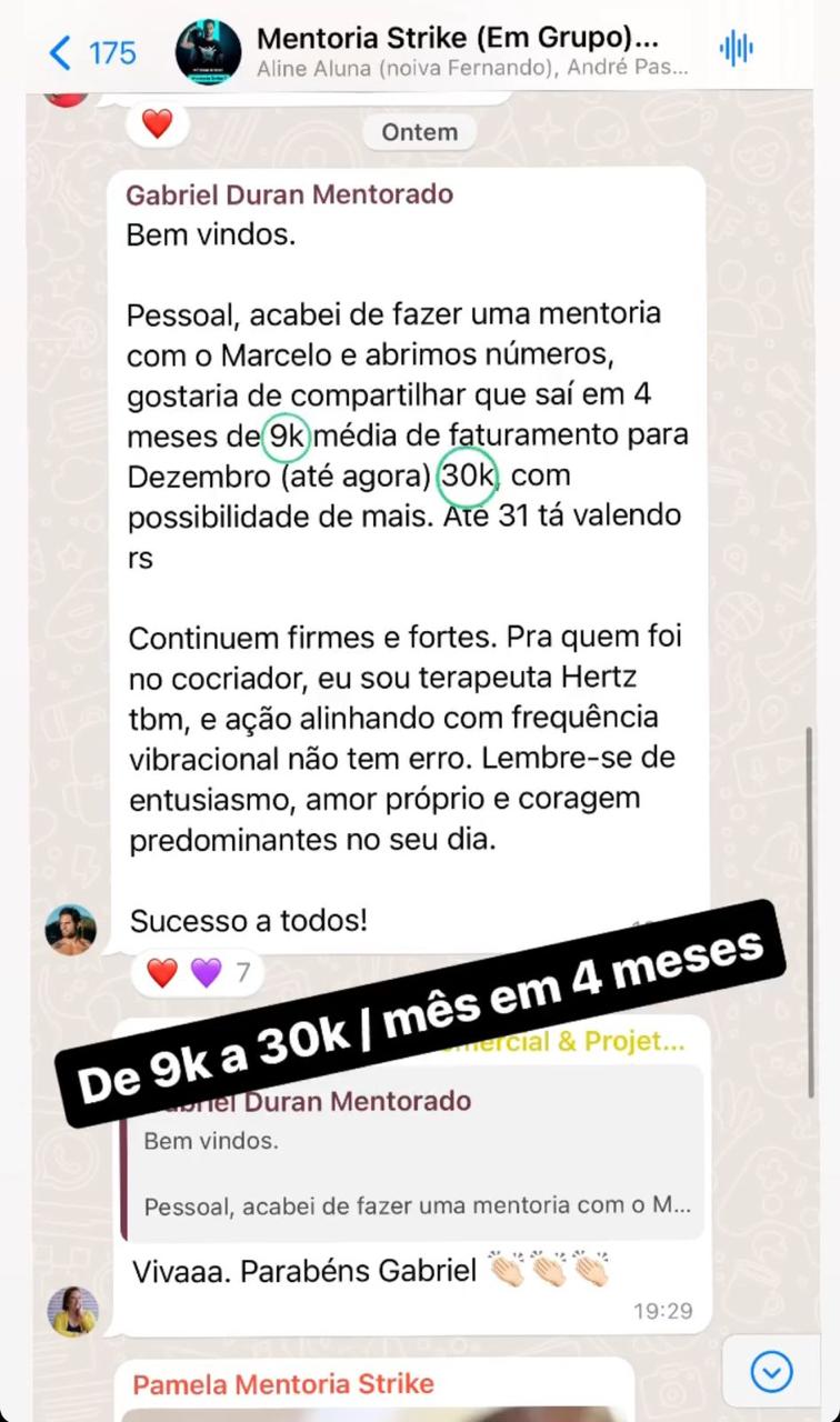 Resultado real de aluno do Método Strike · de 9k para 30k/mês em 4 meses